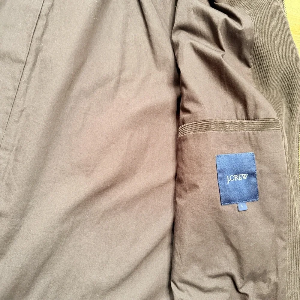 J. Crew Brown Corduroy Bomber Jacket-Coat Lining‎ 100% Cotton SZ L Sleeve Lining